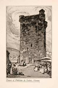 1929 Print Blanche McManus Tower of Philippe de Valois Vienne France XGLA1