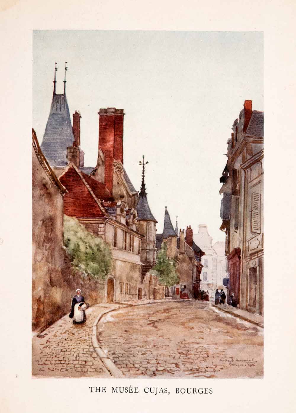 1907 Color Print Bourges France Berry Hotel Cujas Museum Art Herbert XGLA2