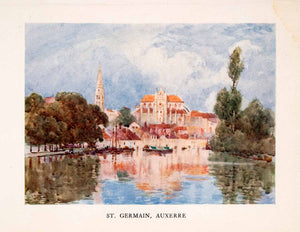 1907 Color Print St Germain Auxerre Abbey Herbert Marshall Yonne River XGLA2
