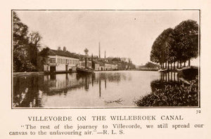 1908 Halftone Print Villevorde Willebroek Canal Boat Belgium Flemish XGLA3