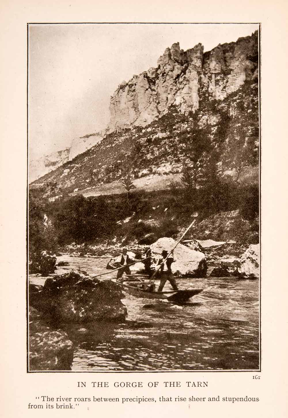 1908 Halftone Print Gorge River Tarn Canoe Pole Causse Defile France XGLA3