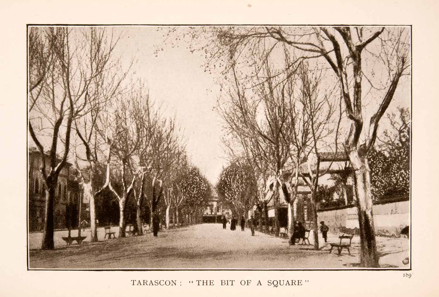 1908 Halftone Print Tarascon France Bouches Rhone City Square Garden XGLA3