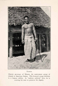 1926 Halftone Print Tufele Governor Manua Samoa Athlete Cane Undress XGLA4