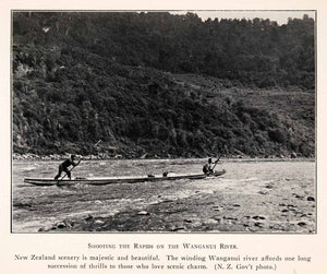 1926 Halftone Print New Zealand Rapids Wanganui River Canoe Scenic XGLA4