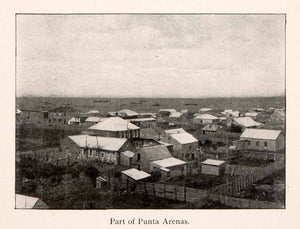 1900 Halftone Print Punta Arenas Landscape Ocean Cityscape Dwellings House XGLA5