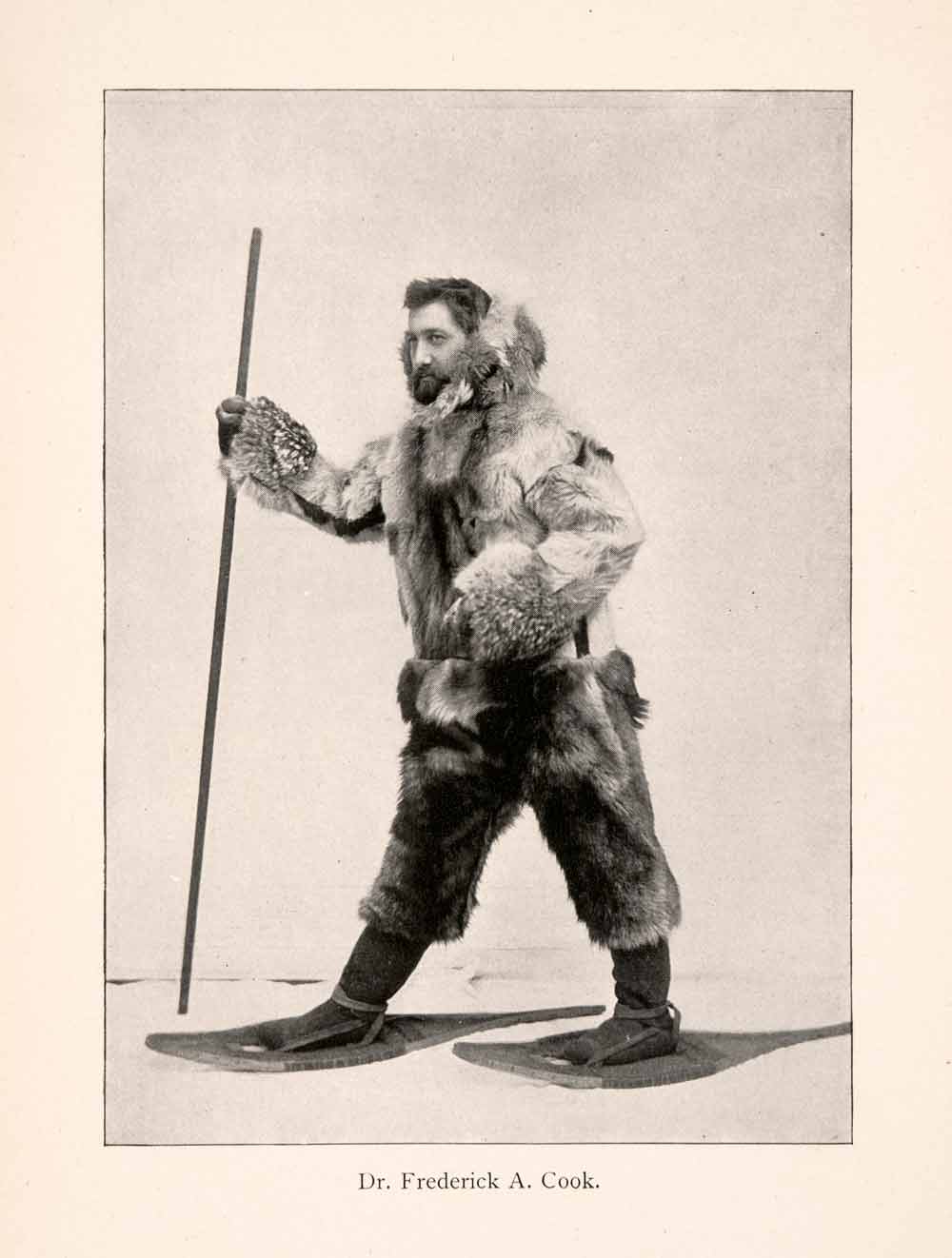 1900 Halftone Print Frederik Cook Explorer Costume Arctic Gear Portrait XGLA5