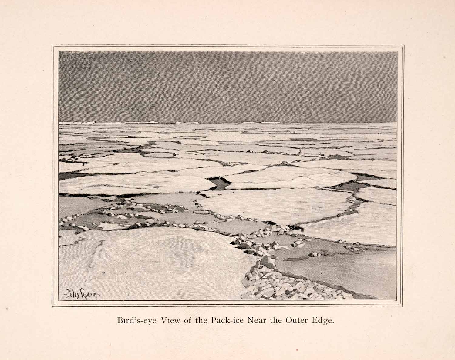 1900 Halftone Print Birds Eye View Pack Ice Antarctic Expedition Ocean XGLA5