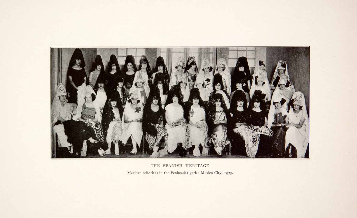 vintage spanish wedding dress 1928 Print Mexico Spanish Heritage Women City Senoritas Wedding Dress –  Period Paper Historic Art LLC