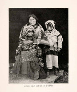 1900 Halftone Print Stoney Indian Mother Children Nakoda First Nation XGLA8