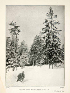 1909 Print Tatra Mountains Winter Sport Toboggan Sledding Father Son Snow XGLB2
