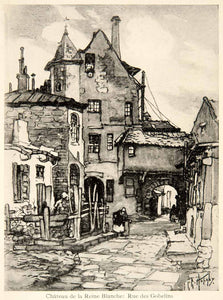1919 Photolithograph Chateau de la Reine Blanche Rue des Gobelins Hornby XGLB3