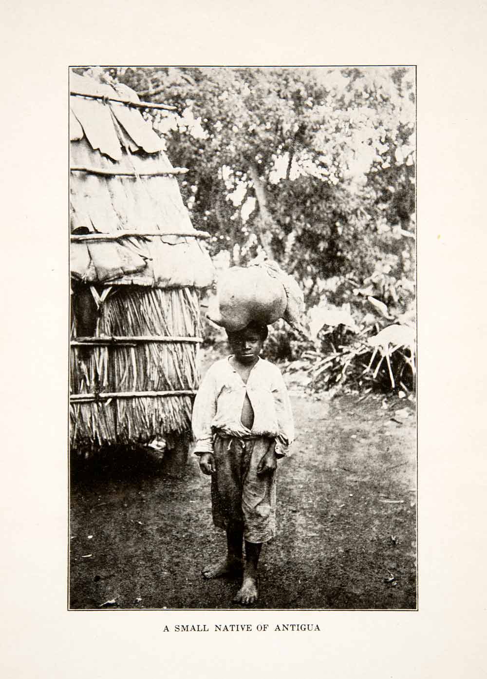 1926 Print Native Child Antigua Island Caribbean Village Hut Rural Ethnic XGLB4