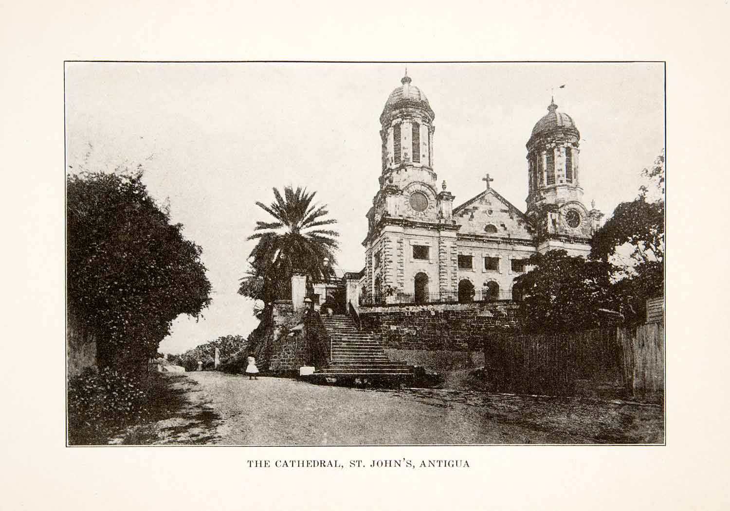 1926 Print Cathedral St. Johns Divine Antigua Caribbean Island XGLB4