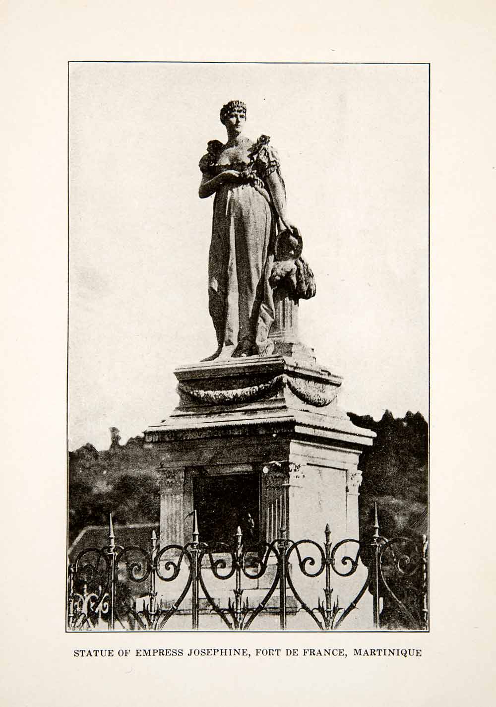 1926 Print Statue Empress Josephine Fort De France Martinique Island XGLB4