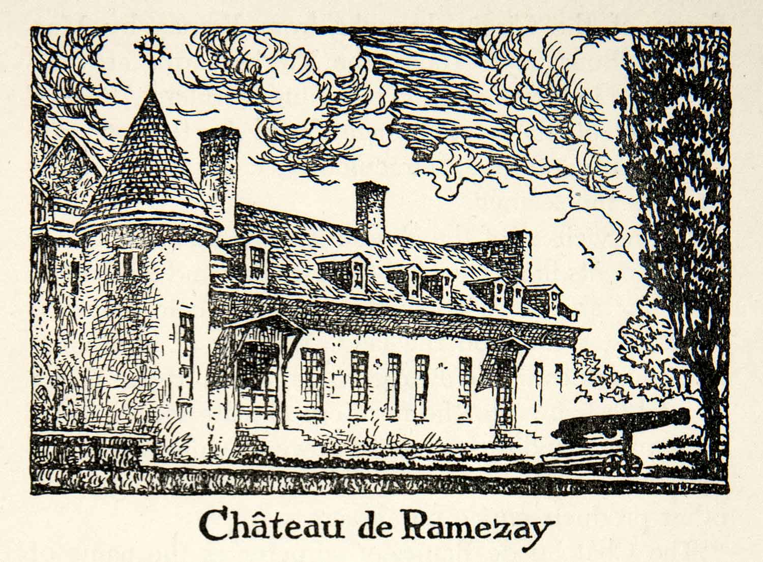 1947 Lithograph Chateau de Ramezay Montreal Quebec Canada Architecture XGLB5