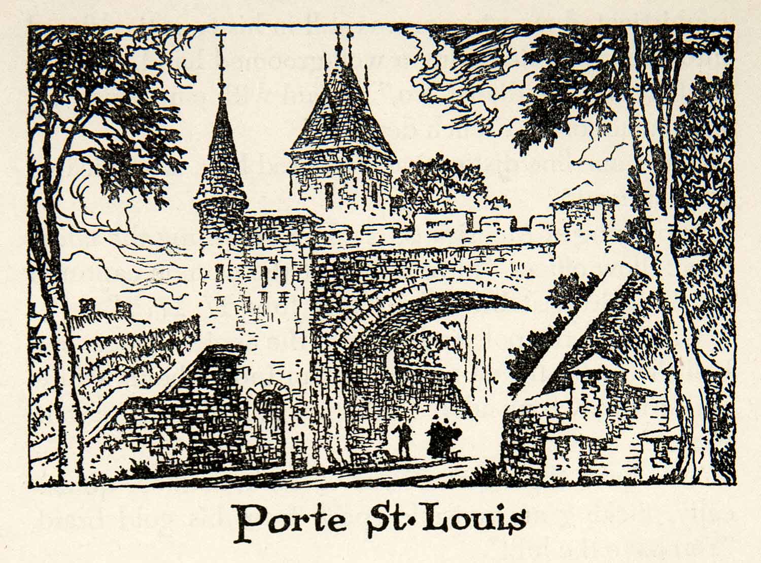 1947 Lithograph Porte St. Louis Quebec Canada Ramparts City Fortifications XGLB5