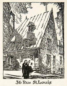 1947 Lithograph 36 Rue St. Louis Street Quebec City Canada Nun Student XGLB5