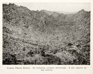 1912 Print Arizona Cabeza Prieta Range Mountains Range Sonoran Desert XGLB9