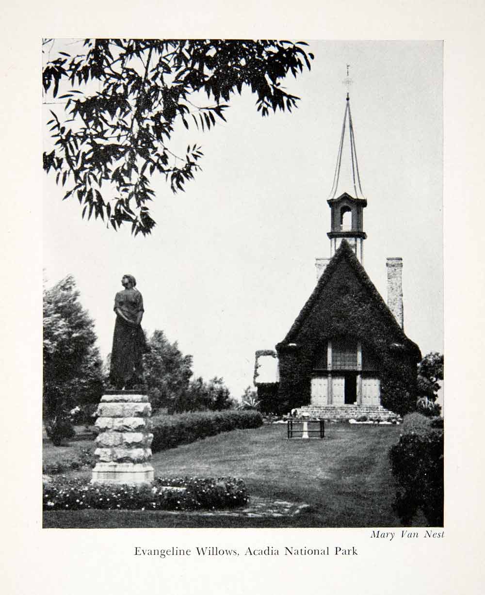 1942 Print Evangeline Willows Acadia National Park Longfellow Herbin XGLC1