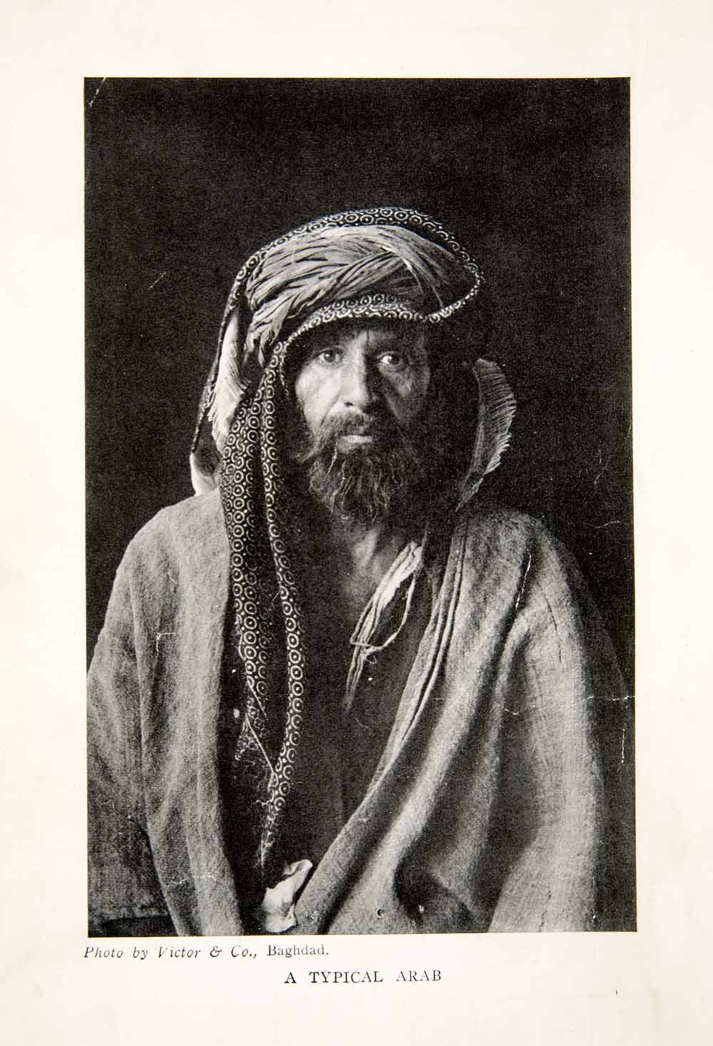Turban Origin 1924 Print Arab Man Portrait Turban Costume Robe Muslim Beard Middle E ...