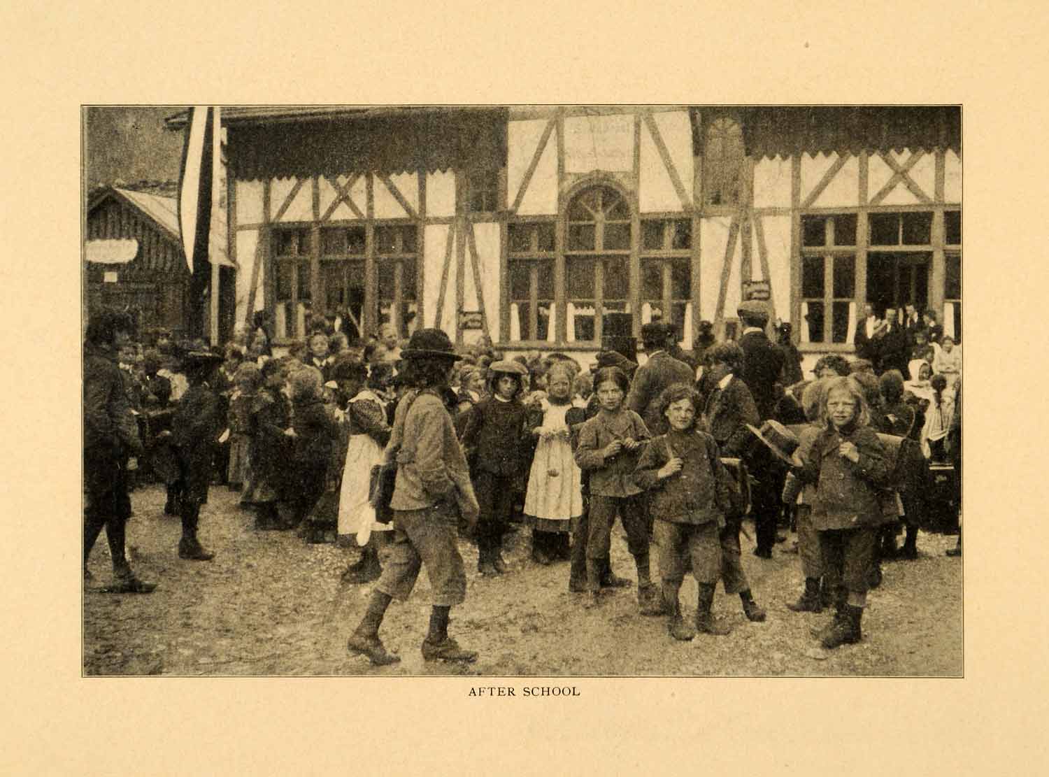 1903 Print Children School Oberammergau Germany Deutschland Bavaria Tudor XGM1