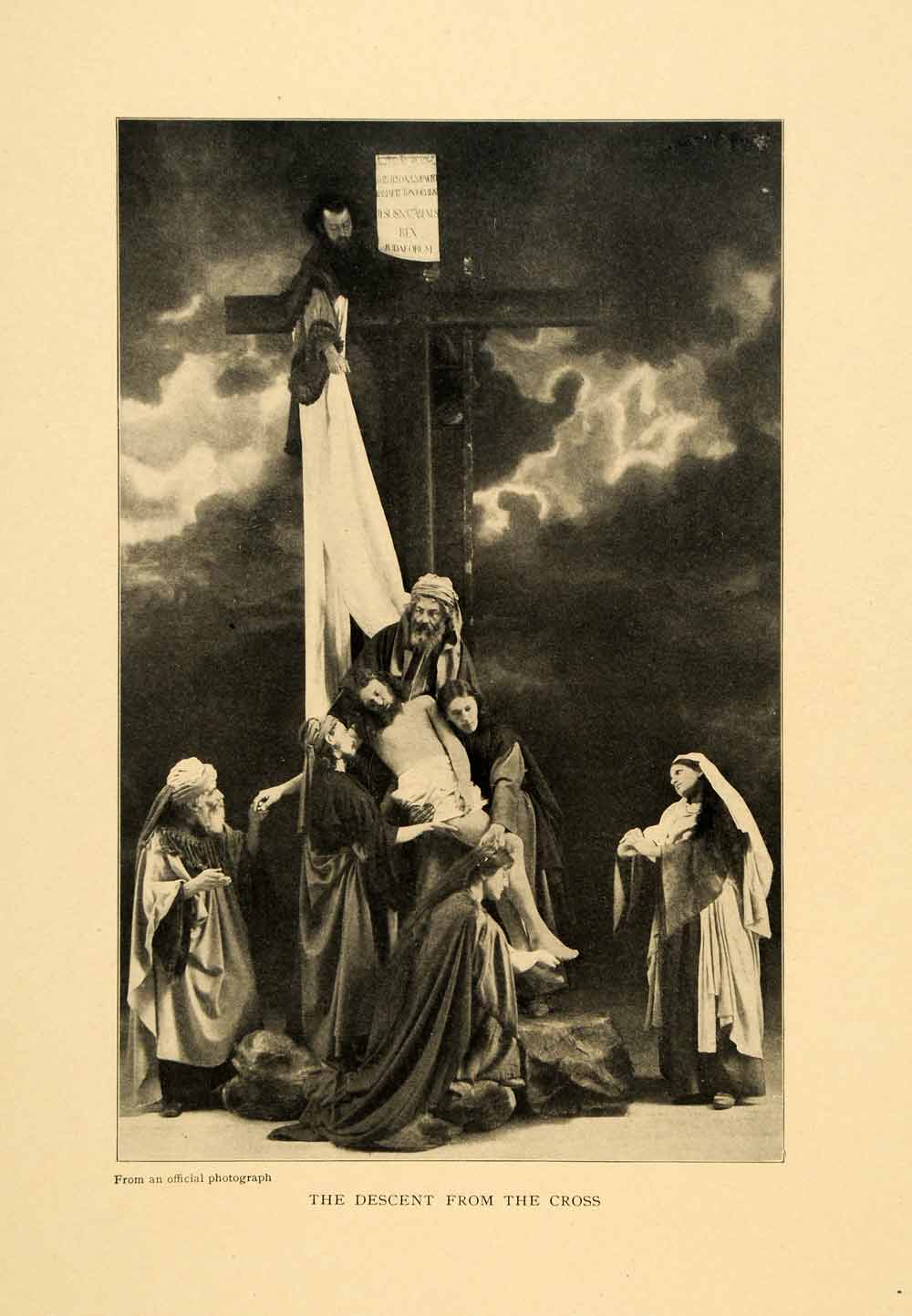 1903 Print Jesus Christ Descent Cross Oberammergau Germany Theatre Actor XGM1
