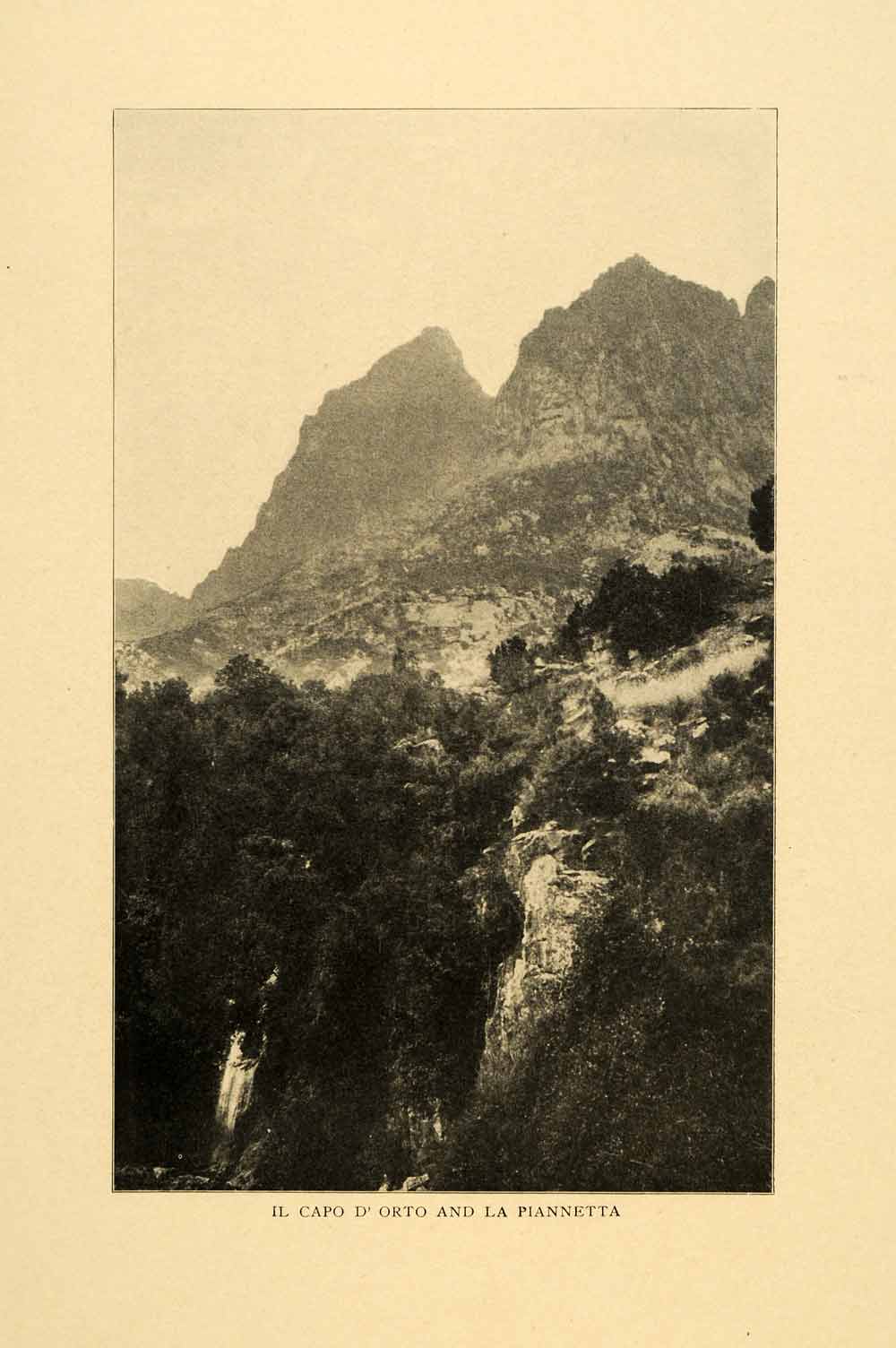 1903 Print Il Capo d'Orto La Piannetta Mountain Corsica France Landscape XGM1