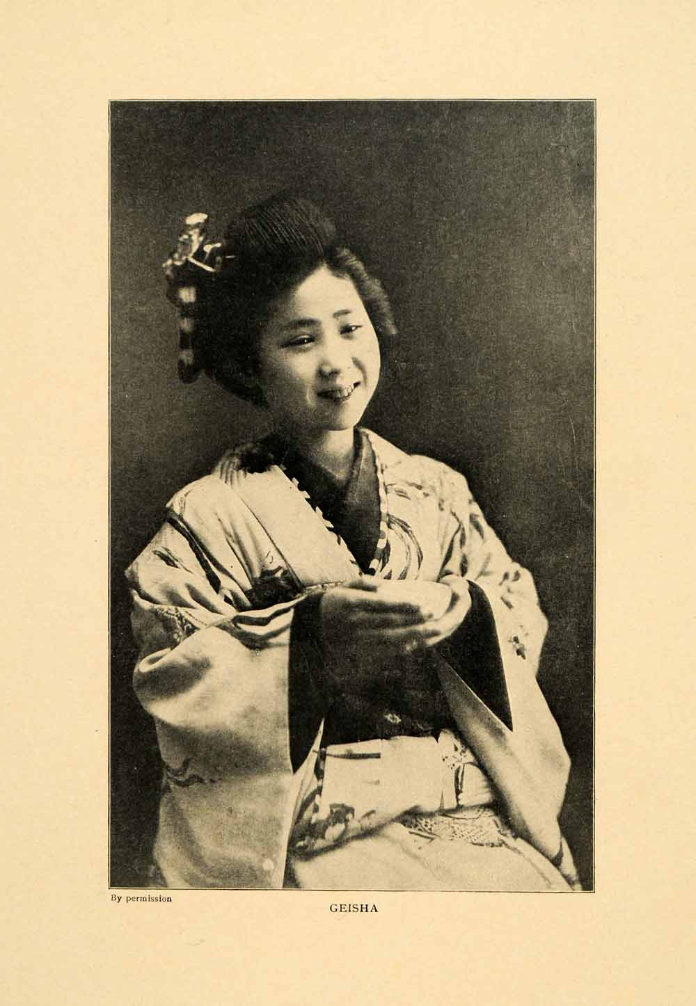 1903 Print Geisha Portrait Young Girl Entertainer Japanese Geiko Geigi XGM1