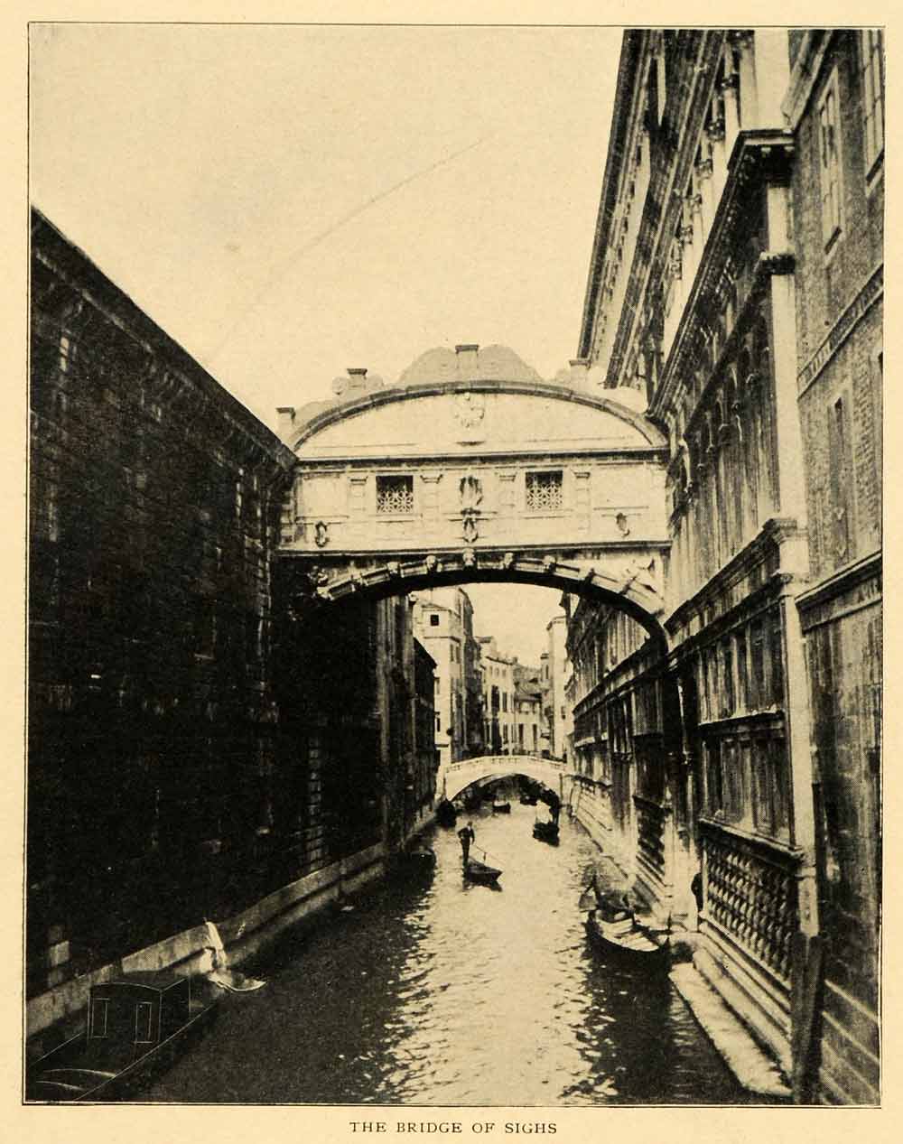 1903 Print Bridge Sighs Venice Venezia Italy Canal Boat Architecture Italia XGM1