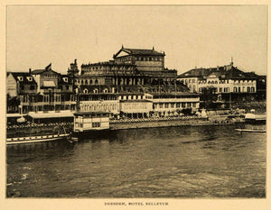 1903 Print Dresden Hotel Bellevue Germany Deutschland Architecture Elbe XGM1