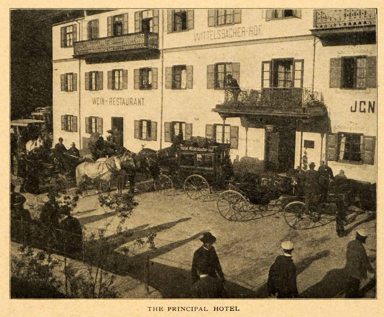 1903 Print Hotel Oberammergau Bavaria Germany Deutschland Horse Carriage XGM1