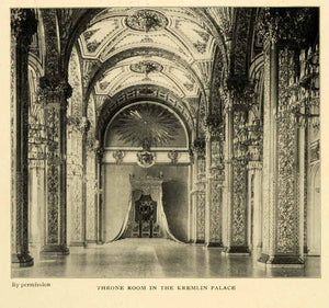 1903 Print Throne Room Kremlin Palace Architecture Moscow Russia Royalty XGM1