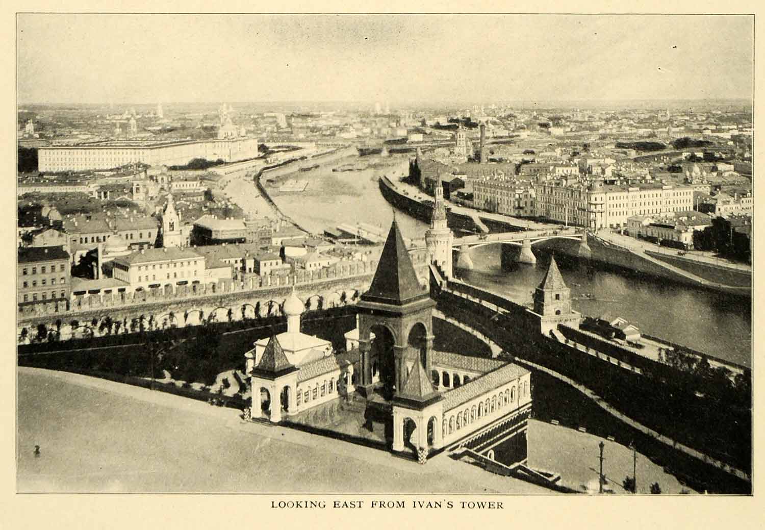 1903 Print Ivan's Tower Architecture Moscow Russia Bell Moskva River Bridge XGM1