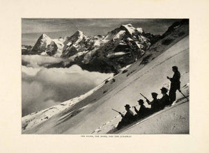 1910 Print Eiger Monch Jungfrau Switzerland Costume Cane Hat Bernese Alps XGM2