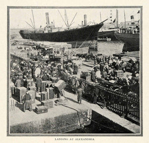 1910 Print Egypt Port Alexandria Costume Ship Harbor Steam Carriage Boat XGM2