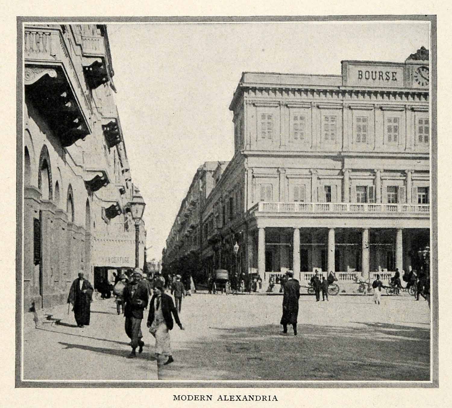 1910 Print Alexandria Costume Tunic Bourse Carriage Fashion Street Clock XGM2