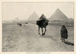 1910 Print Gaza Pyramid Camel Arab Egypt Cheops Khafre Historic Landmark XGM2