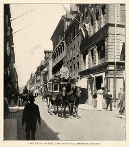 1910 Print Drotting Gatan Horse Carriage Fashion Parasol Stockholm Street XGM2