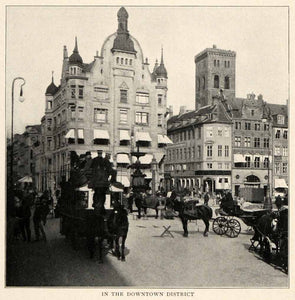 1910 Print Copenhagen Architecture Denmark Horse Carriage Costume Awning XGM2