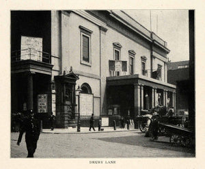 1910 Print Drury Lane London Muffin Man Theatre Royal Policeman Cart XGM2