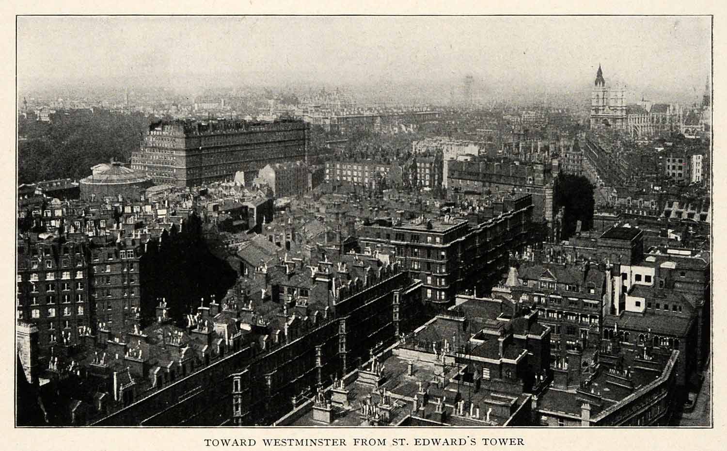 1910 Print Aerial View Cityscape St Edwards Tower Westminster London XGM2