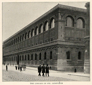 1910 Print Library St. Genevieve Street Scene Bibliotheque Paris Henri XGM2