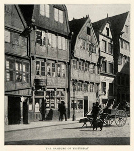 1910 Print Hamburg Germany Krombach Street Scene Dog Cart Lamppost Fashion XGM2