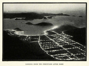 1917 Print Corcovado Rio de Janeiro Brazil Night Guanabara Bay Aerial XGM3
