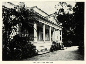 1917 Print Petropolis American Embassy Brazil Architecture Column Pediment XGM3