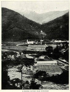 1917 Print Petropolis Textile Factory Brazil Mountains Aerial Landscape XGM3