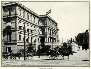 1917 Print Buenoa Aires Casa Rosada Gobierno Government Street Scene Wagon XGM3