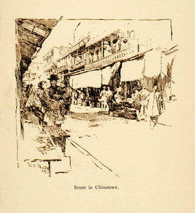 1902 Print Chinatown San Francisco California Chinese Street Alley Market XGM5