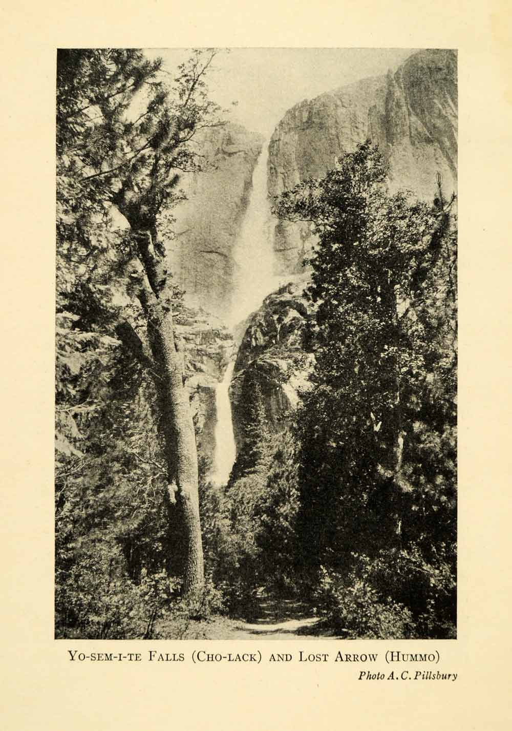 1928 Print Yosemite Waterfalls Lost Arrow National Park California XGM7