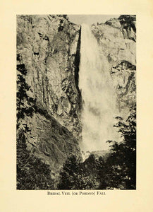 1928 Print Bridal Veil Waterfall Yosemite National Park California XGM7
